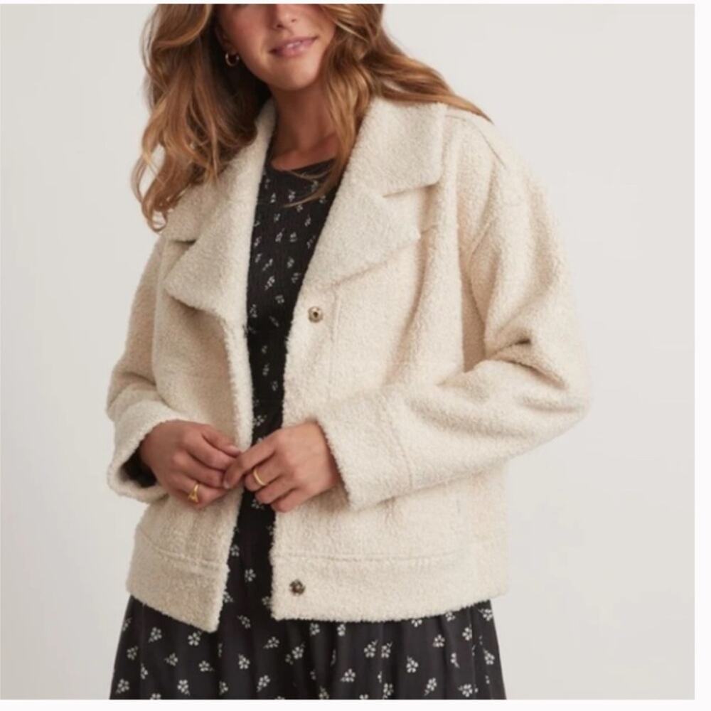 Marine Layer Quebec Sherpa Jacket In Antique White Small